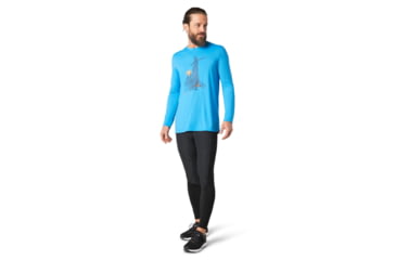 Image of Smartwool Merino Sport 150 Long Sleeve Tunnel Views Graphic Tee - Mens, Ocean Blue, 2XL, SW016293D15-XXL