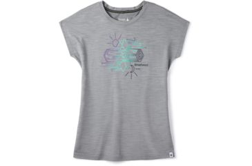 Image of Smartwool Merino Sport 150 Mountain Reflection Tee - Womens, Light Gray Heather, Extra Small, SW016139545-XS