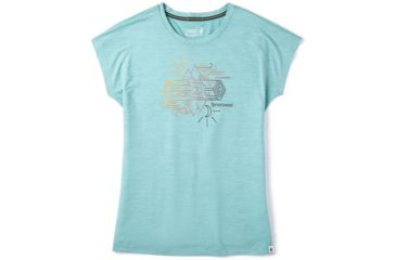 Image of Smartwool Merino Sport 150 Mountain Reflection Tee - Womens, Wave Blue Heather, Small, SW016139D25-S