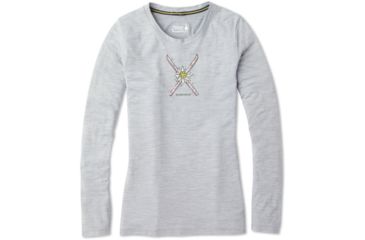 Image of Smartwool Merino Sport 150 Powder Flower Long Sleeve Tee - Womens, Light Gray Heather, Small, SW019248545-S
