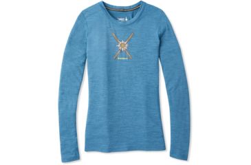Image of Smartwool Merino Sport 150 Powder Flower Long Sleeve Tee - Womens, Marlin Blue Heather, Medium, SW019248B43-M