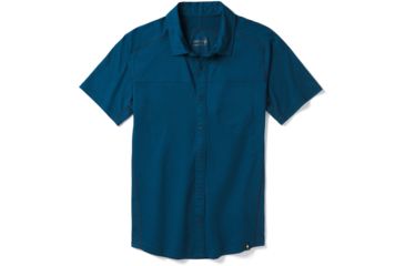 Image of Smartwool Merino Sport 150 Short Sleeve Button Down - Mens, Alpine Blue, Small, SW016203B25-S