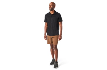 Image of Smartwool Merino Sport 150 Short Sleeve Button Down - Mens, Black, Large, SW016203001L