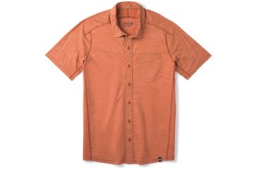 Image of Smartwool Merino Sport 150 Short Sleeve Button Down - Mens, Bombay Brown Heather, Medium, SW016203C92-M