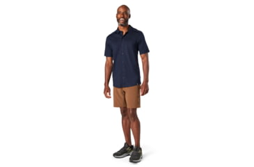 Image of Smartwool Merino Sport 150 Short Sleeve Button Down - Mens, Deep Navy, Extra Large, SW016203092XL
