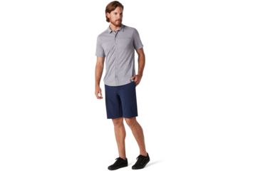 Image of Smartwool Merino Sport 150 Short Sleeve Button Down - Mens, Light Gray Heather, Medium, SW016203545-M