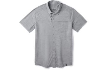 Image of Smartwool Merino Sport 150 Short Sleeve Button Down - Mens, Light Gray Heather, Medium, SW016203545-M