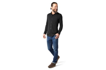 Image of Smartwool Merino Sport 250 Long Sleeve Button Up - Mens, Black, Small, SW016298001-S