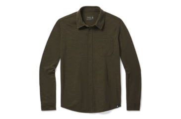 Image of Smartwool Merino Sport 250 Long Sleeve Button Up - Mens, Military Olive Heather, Small, SW016298D12-S