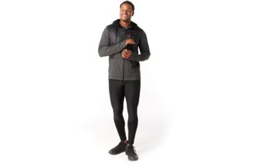 Image of Smartwool Merino Sport Fleece Full Zip Hybrid Hoodie - Mens, Charcoal Heather, Medium, SW019045010-M