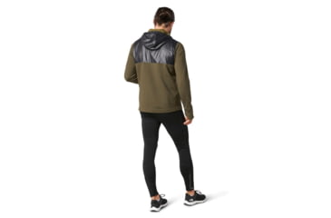 Image of Smartwool Merino Sport Fleece Full Zip Hybrid Hoodie - Mens, Military Olive Heather, Extra Large, SW019045D12-XL