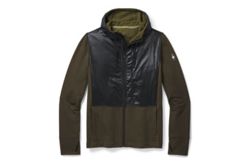 Image of Smartwool Merino Sport Fleece Full Zip Hybrid Hoodie - Mens, Military Olive Heather, Extra Large, SW019045D12-XL