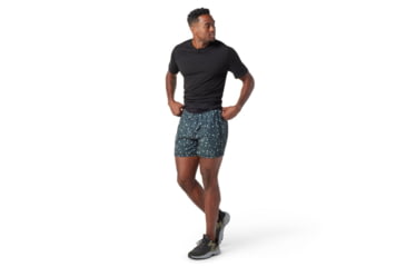 Image of Smartwool Merino Sport Lined 5in Short - Mens, Black Composite Print, Small, SW016557J43S