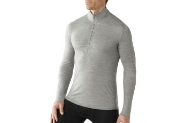 Image of Smartwool Microweight Zip T - Men's-Silver Grey Heather Stripe -Large