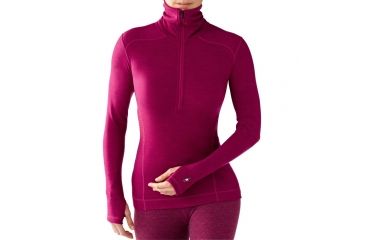 Image of Smartwool Midweight Funnel Zip - Women's-Berry Heather-Large