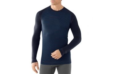 Image of Smartwool Midweight Pattern Crew Long Sleeve - Men's-Deep Navy-Large