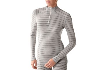 Image of Smartwool Midweight Pattern Zip T - Women's-Silver Grey Heather-Medium-Clearance
