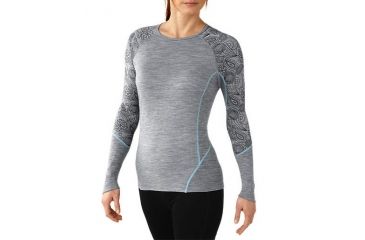 Image of Smartwool NTS Light 195 Crew - Womens-Printed Silver Grey Heather-Large