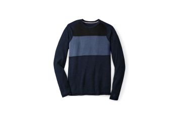 Image of Smartwool NTS Mid 250 Color Block Crew, Deep Navy/Dark Blue Steel Heather, Small, SW0NP657551-S