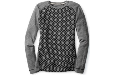 Image of Smartwool NTS Mid 250 Crew - Women's-Black/Light Gray Heather-X-Small