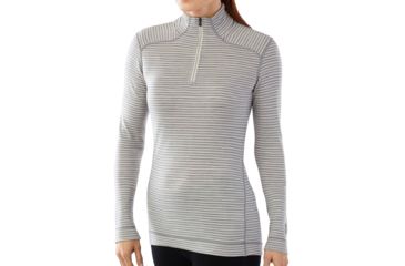 Image of Smartwool NTS Mid 250 Zip T - Women's-Large-Light Grey Heather / Natural