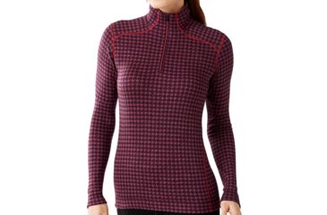Image of Smartwool NTS Mid 250 Zip T - Women's-X-Large-Pattern Aubergine Heather/Hibiscus Heather