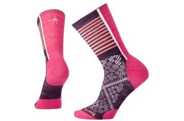 Image of Smartwool PhD Cycle Ultra Light Pattern Crew Sock - Women's, Bordeaux, Small SW000763590-S