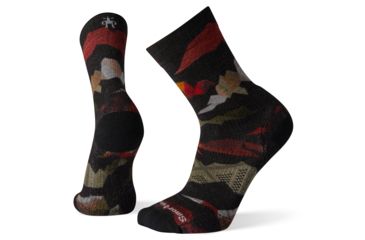 Image of Smartwool PhD Outdoor Light Mountain Camo Print Crew Socks - Mens, Black, Extra Large, SW001260001-XL