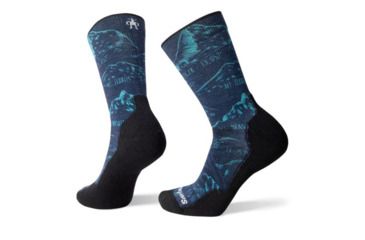 Image of Smartwool PhD Outdoor Light Peaks Print Crew, Deep Navy, Large, SW001150092-L