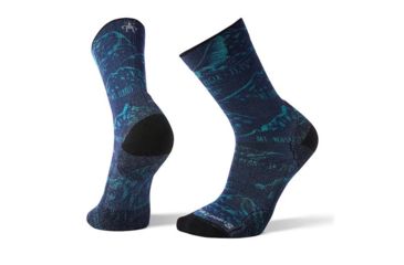 Image of Smartwool PhD Outdoor Light Peaks Print Crew, Deep Navy, Large, SW001150092-L