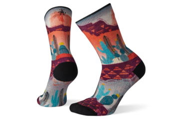Image of Smartwool PhD Outdoor Light Print Crew Socks - Womens, Tandoori Orange, Medium, SW001227823-M