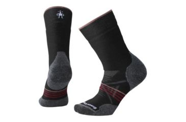 Image of Smartwool PhD Outdoor Medium Crew Sock - Women's, Black-Tibetan Red, Small SW001064A62-S