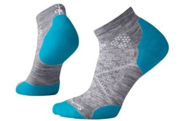 Image of Smartwool PhD Run Light Elite Low Cut Sock - Women's, Light Gray-Capri Blue, Medium SW0SW211811-M