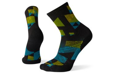 Image of Smartwool PhD Run Light Elite Print Crew Socks - Mens, Black, Medium, SW001257001-M
