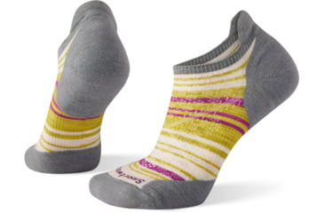 Image of Smartwool PhD Run Light Elite Stripe Micro Socks - Womens, Lunar Gray Heather, Medium, SW000772E15-LGH-Medium