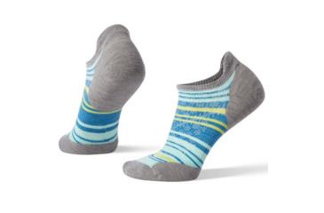 Image of Smartwool PhD Run Light Elite Striped Micro - Womens, Light Gray-Mint, Small, SW000772B16-S