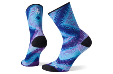 Image of Smartwool PhD Run Ultra Light Print Crew Socks - Womens, Deep Navy, Medium, SW001235092-M
