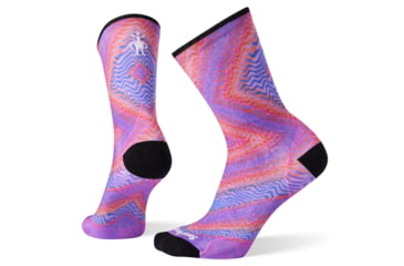 Image of Smartwool PhD Run Ultra Light Print Crew Socks - Womens, Meadow Mauve, Large, SW001235A22-L