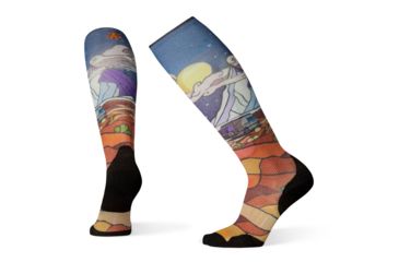 Image of Smartwool PhD Ski Light Elite Buttermilk Nights Print Socks, Deep Navy, Medium, SW001047092-M