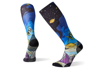 Image of Smartwool PhD Ski Ultra Light Benchetler Print Socks, Multi Color, Medium, SW001199150-M