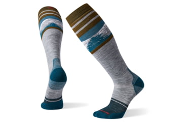 Image of Smartwool PhD Snow Light Elite Pattern Socks, Lunar Gray, Large, SW001451E47-L