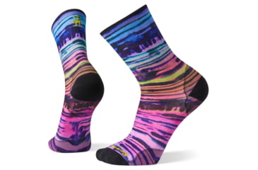 Image of Smartwool PhD Ultra Light Watercolor Stripe Print Crew Socks, Multi Color, Large, SW004093150-L
