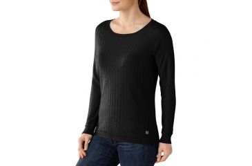 Image of Smartwool Pinyon Pointelle Pullover - Women's-Black-Large