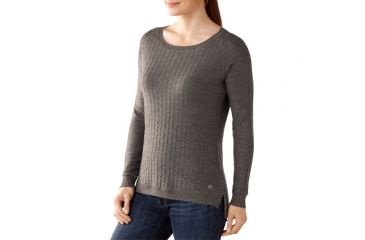 Image of Smartwool Pinyon Pointelle Pullover - Women's-Taupe Heather-Medium