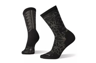 Image of Smartwool Poinsettia Graphic Crew Socks - Womens, Black, Small, SW003989001-S