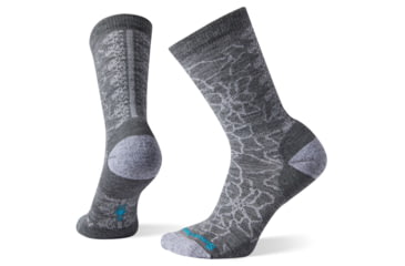 Image of Smartwool Poinsettia Graphic Crew Socks - Womens, Medium Gray, Medium, SW003989052-M