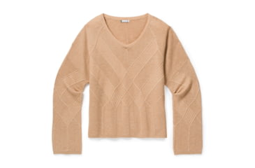 Image of Smartwool Shadow Pine Cable V-Neck Sweater - Womens, Camel Heather, Large, SW016394D99-L