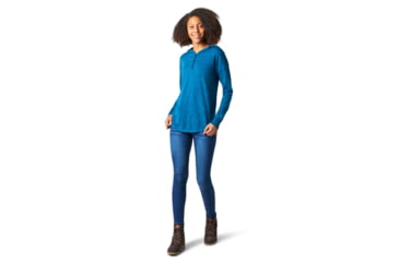 Image of Smartwool Shadow Pine Hoodie Sweater - Womens, Alpine Blue Heather/Ocean Abyss Heather Marl, Small, SW016397E79-S