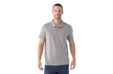 Image of Smartwool Short Sleeve Polo - Mens, Light Gray Heather, Extra Large, SW00236154510XL000
