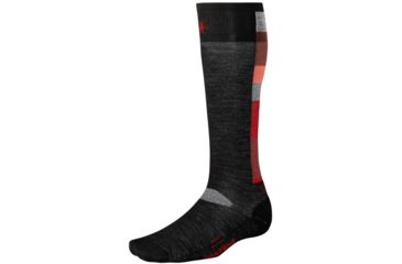 Image of Smartwool Skiing Light Socks Clearance - Men's-Black/Crimson-X-Large